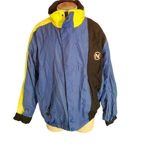 Nautica Men's Vintage Jacket Hooded Reversible Jacket Blue Black Sz XL